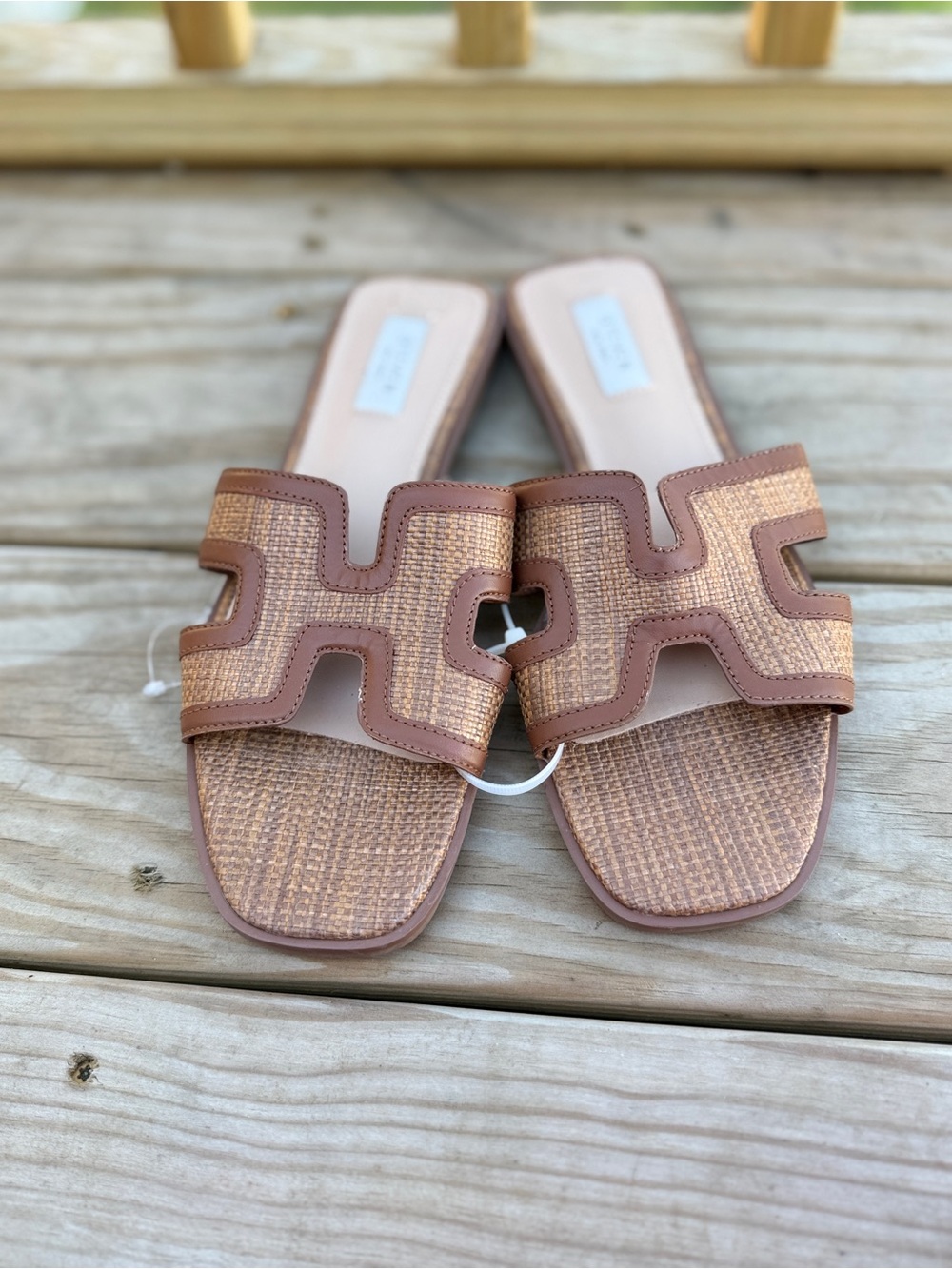 Steve Madden Tan Woven Slide Sandals